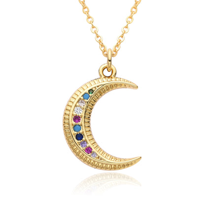 Micro-inlaid Moon Full Diamond Necklace Female