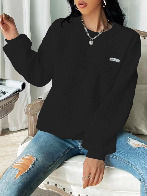 Letter Patch Detail Drop Shoulder Sweatshirt Sweater