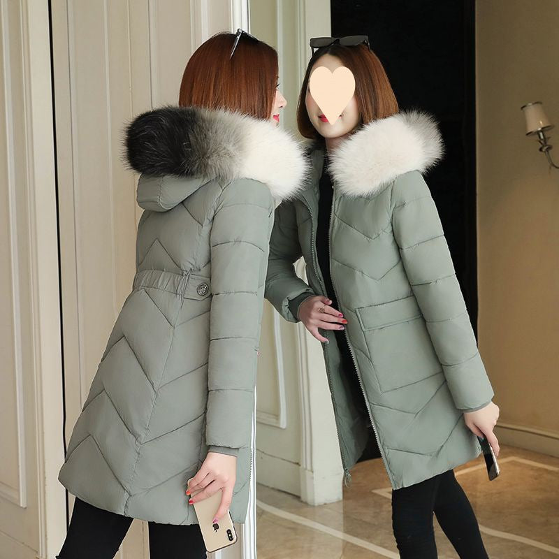 Windproof And Warm Large Fur Collar Thickened Versatile Cotton Jacket For Women