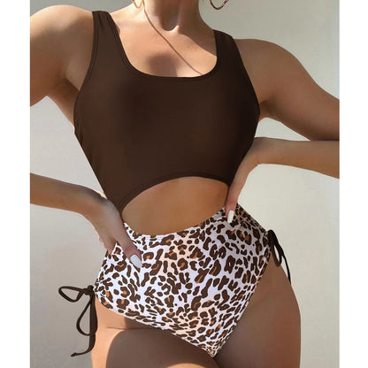 Bikini Leopard-print One-piece Swimming Suit Women