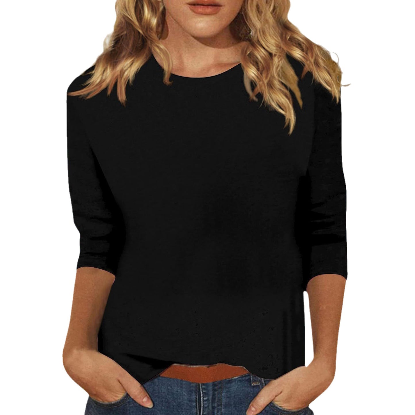 Women's Top Round Neck 34 Sleeves