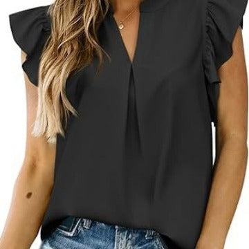 V-neck Design Wave Sleeveless Shirt For Women