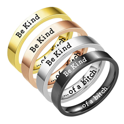 European And American New BeKind Ring Titanium Steel Couple Ornament