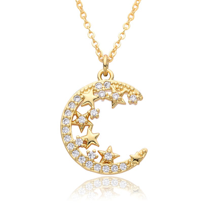 Micro-inlaid Moon Full Diamond Necklace Female