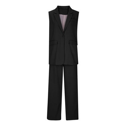 Women's Fashion Sleeveless Small Suit Straight-leg Trousers Suit