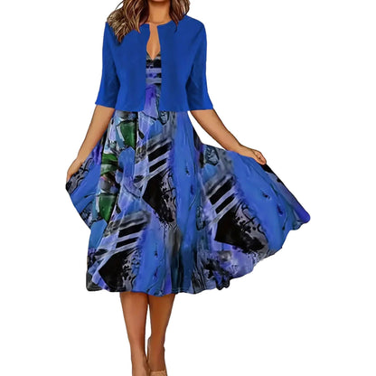 Cardigan Elegant Dress Printed Dress Women's Clothing