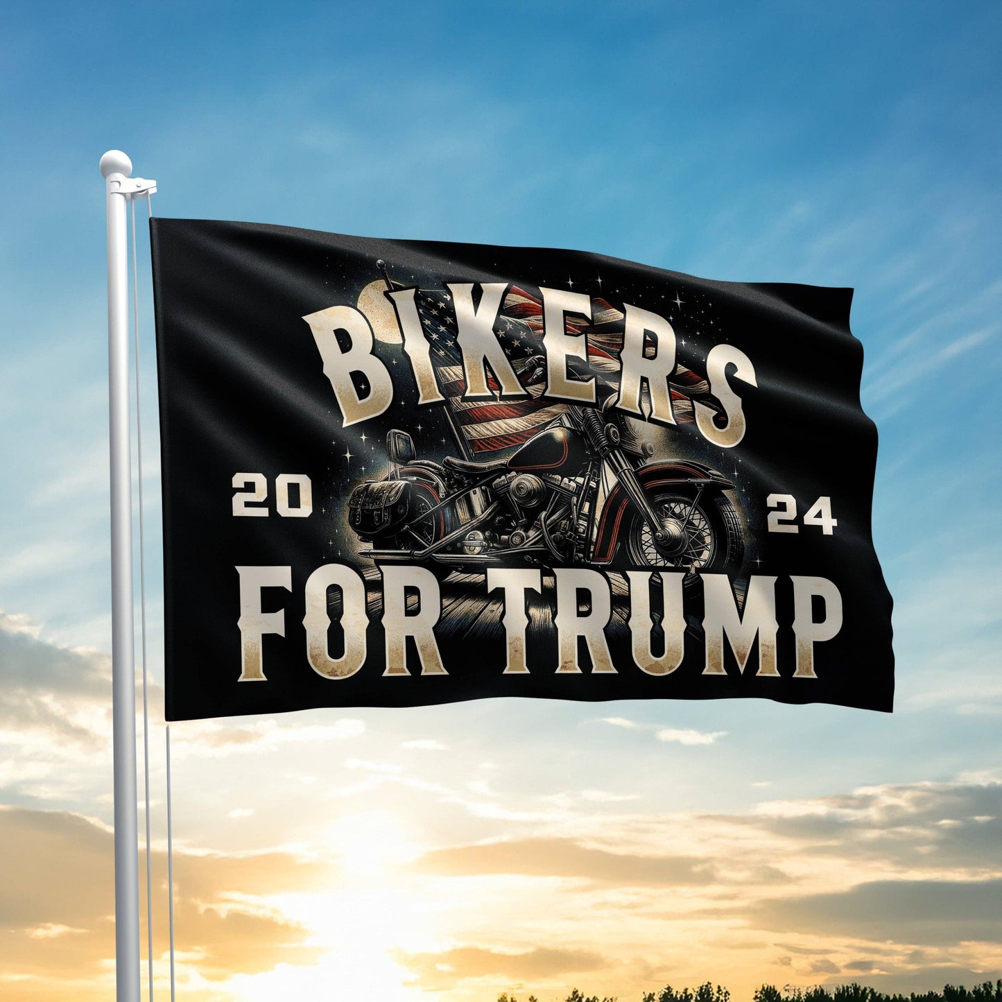 I Love My Freedom - Bikers For Trump - Motorcycle  Illustration - Flag