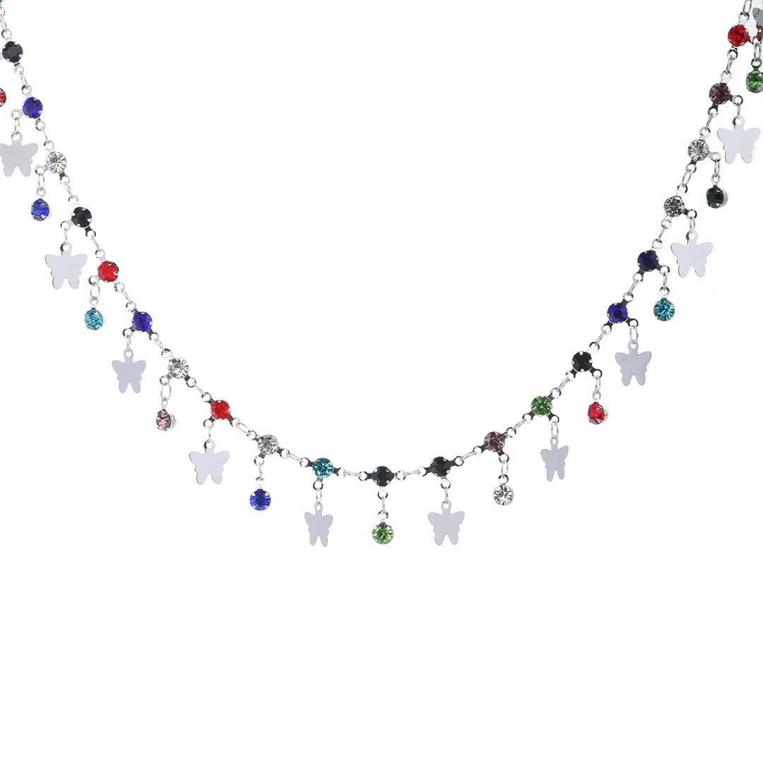 Niche Colorized Butterfly Zircon Dopamine Necklace For Women