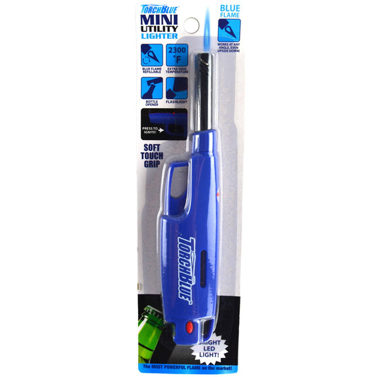 Novelty Closeout - Torch Blue Mini Utility Lighter with Light & Bottle Opener: CLOSEOUT PRICE