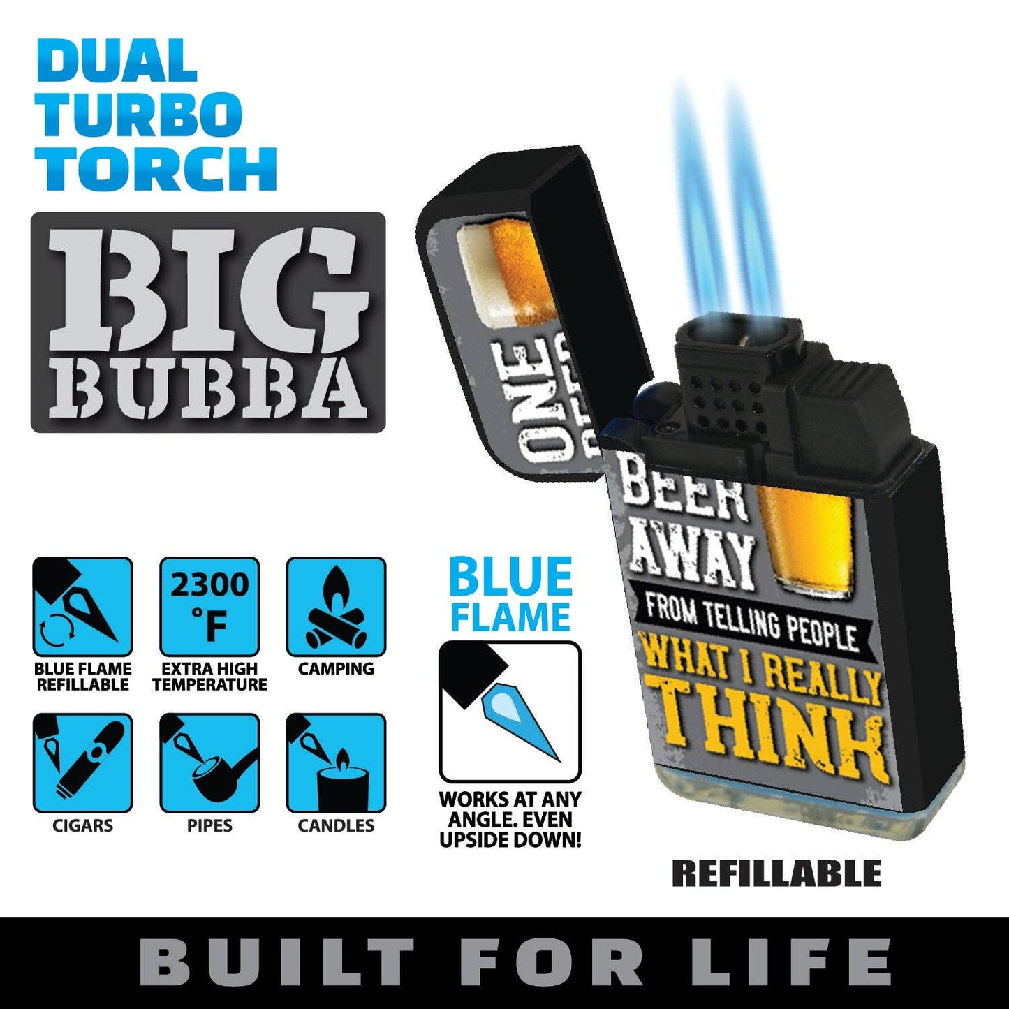 Novelty Closeout - BIG BUBBA DUAL BLUE FLAME LIGHTER 15/PACK