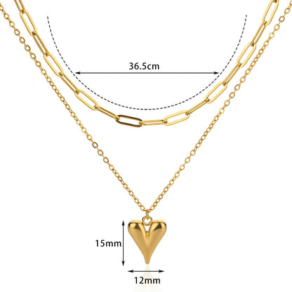 Fashionable Golden Love Chain Double-layer Necklace