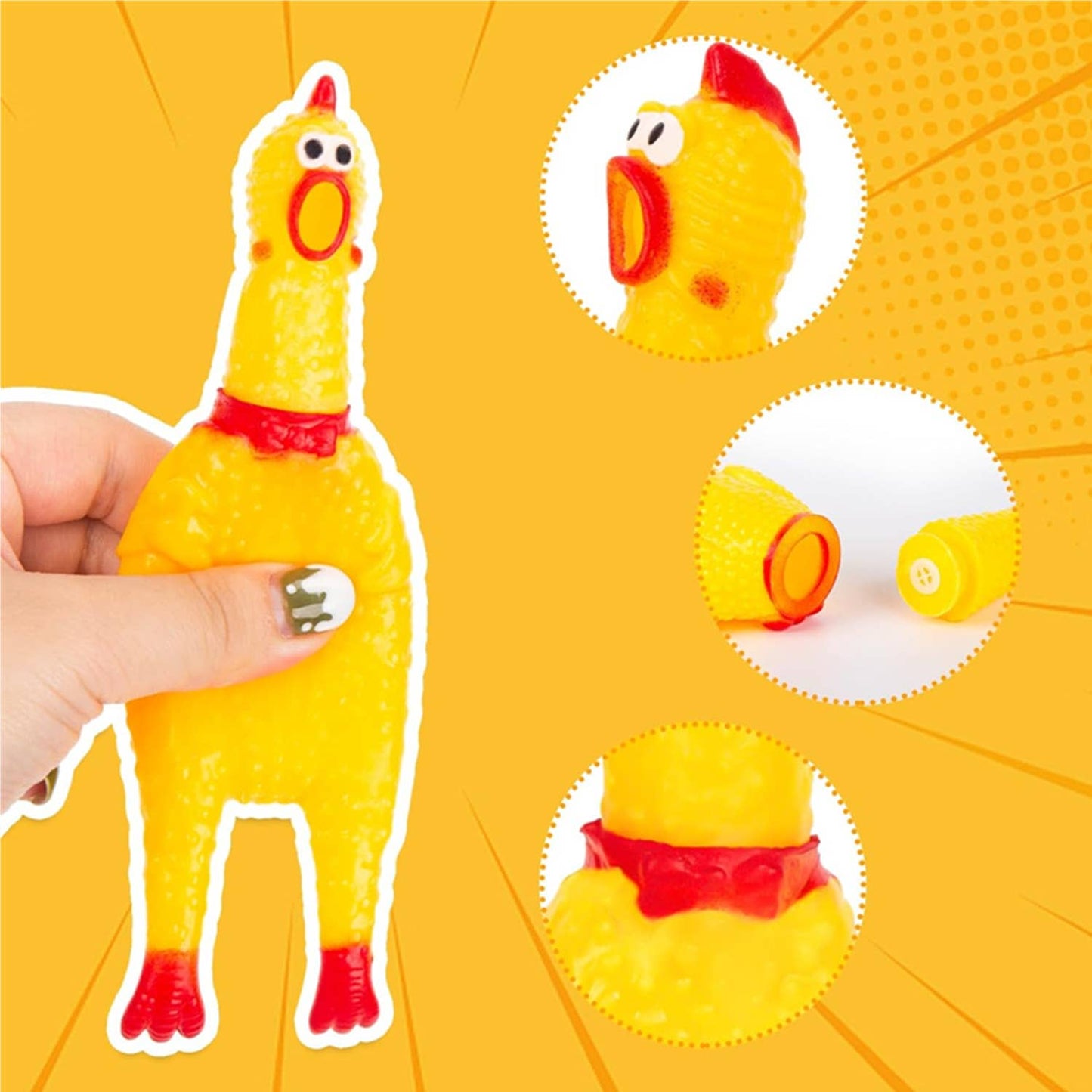 Tsyware - Small Squeaky Rubber Chicken Chew Toy, Playful Squeeze Sound