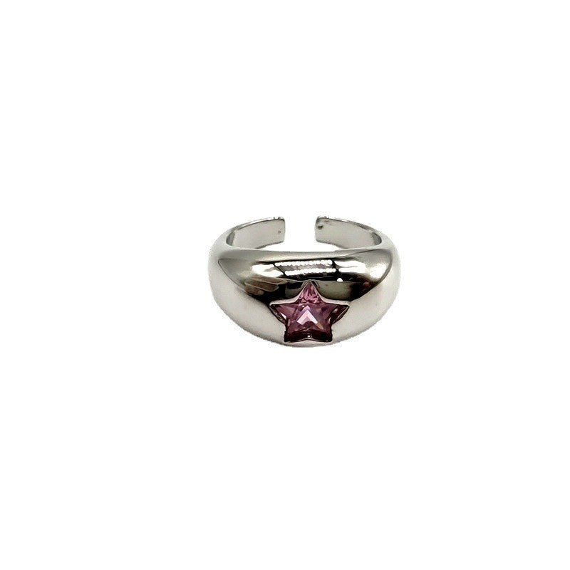 Pentagram Zircon Ring Retro Ethnic Style