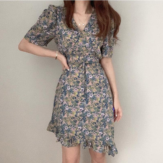 Short Sleeve Floral Dress Summer Fashion Temperament