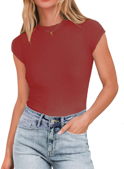 Women's Knitted Slim Casual Basic T-shirt