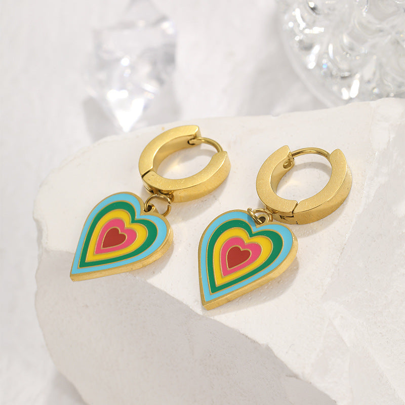 Fashionable Personalized All-match Stainless Steel Gold-plated Earrings