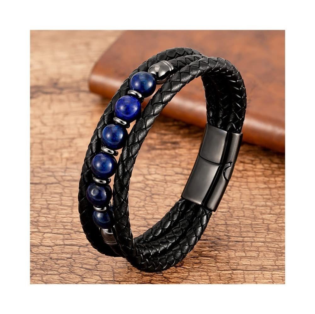 Men's Tigereye Bead Stainless Steel Magnetic Snap Bracelet