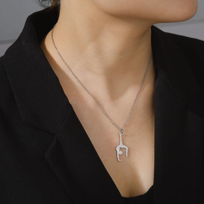 Gymnastics Shape Pendant Stainless Steel Necklace