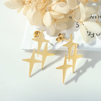 Light Luxury Minority Temperament Exaggerated Cross Eight-pointed Stars Ear Studs