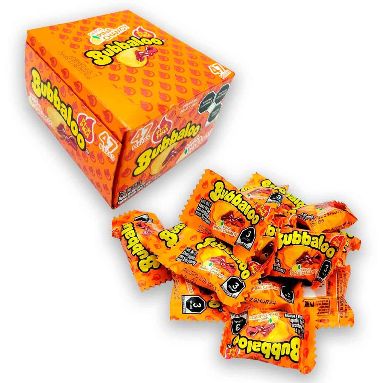 Food Crush Corp - Bubbaloo Pineapple/Chamoy Gum Mexican Candy (Cases of 47)