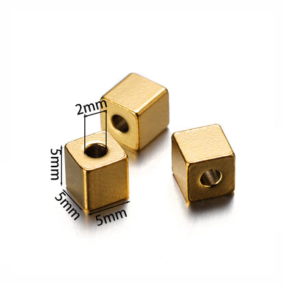 Stainless Steel Cube Interval Beads Loose Accessories