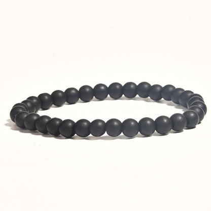 Hematite Beaded Polishing Volcanic Rock Wooden Bead Bracelet