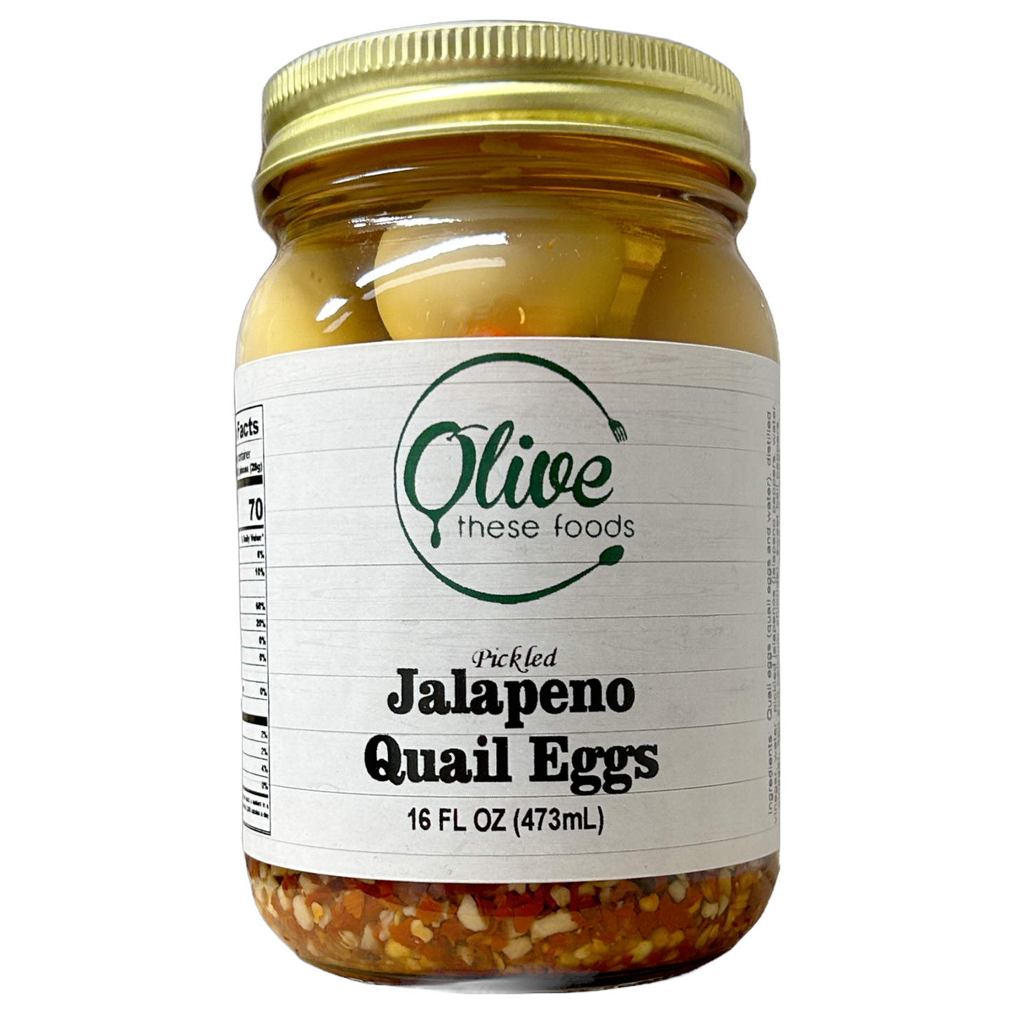 OLIVE THESE FOODS - Pickled Veg: Pickled Jalapeño Quail Eggs (16 oz / 454 g)