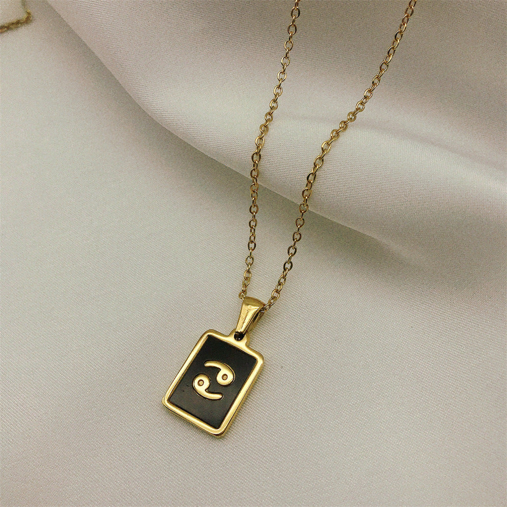 Square Plate Twelve Constellation Rune Necklace