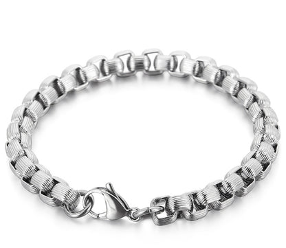 Trendy Simple Square Pearl Titanium Steel Bracelet Necklace For Men