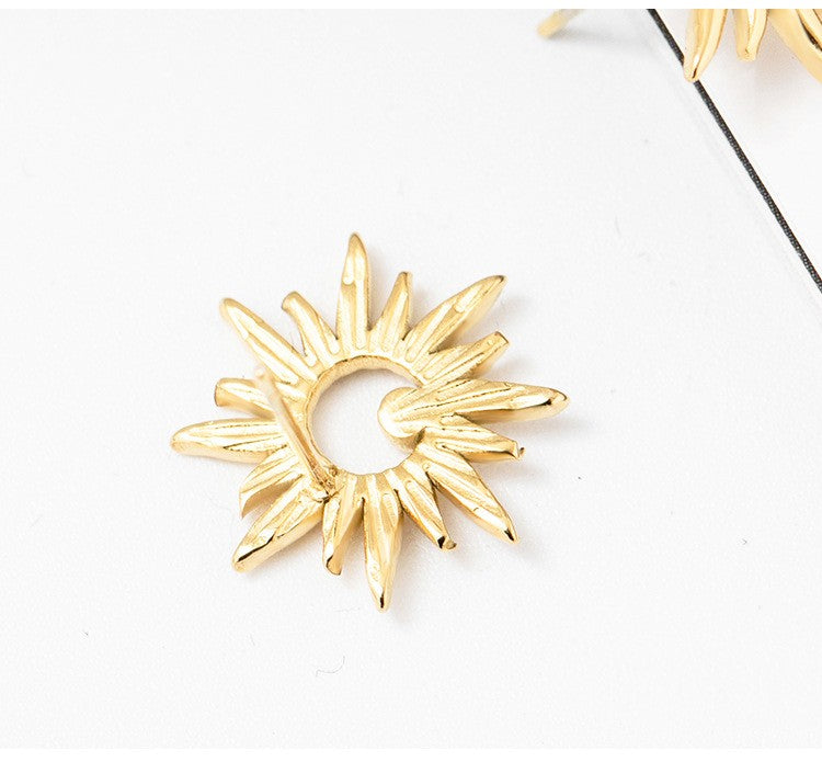 Stereo Sun Flower Ear Studs Titanium Steel