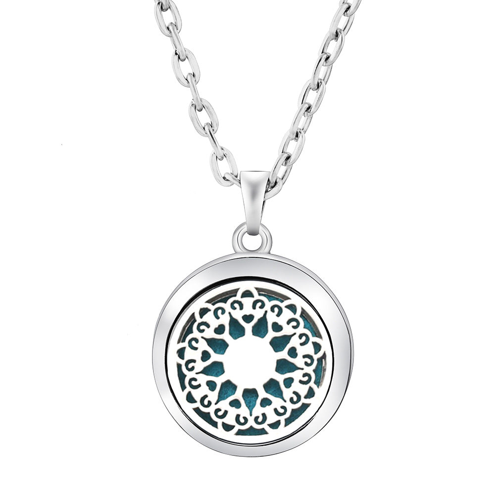 Pendant Perfume Locket Stainless Steel Essential Oil Diffuser Women's Necklace