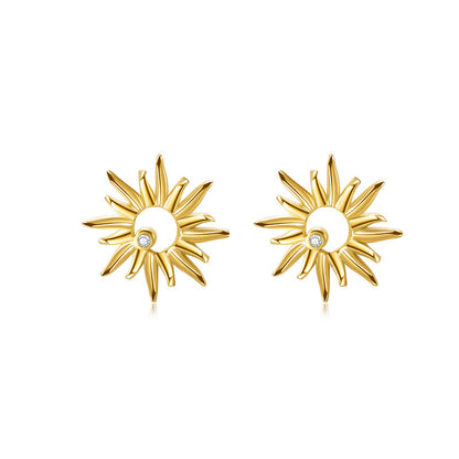 Stereo Sun Flower Ear Studs Titanium Steel