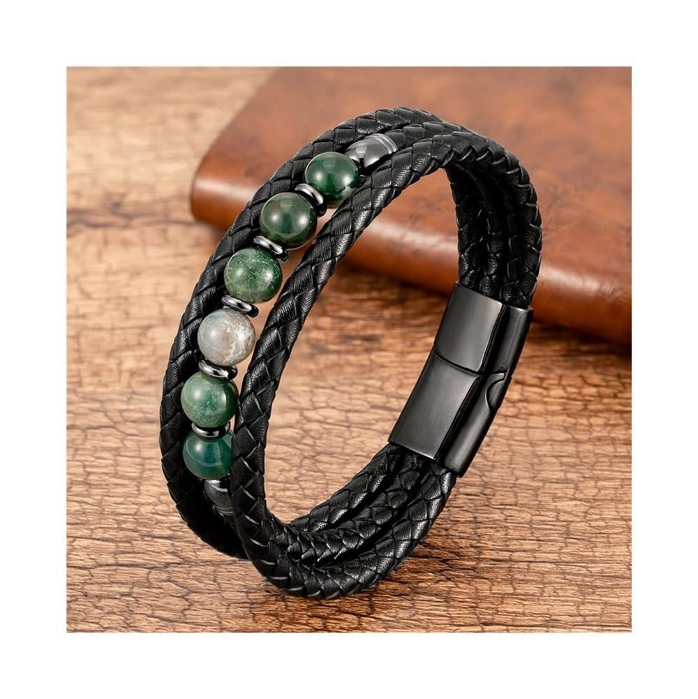 Men's Tigereye Bead Stainless Steel Magnetic Snap Bracelet