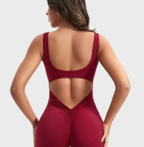 Women's Shoulder Strap Backless Slim Fit Hip Lifting Yoga Jumpsuit