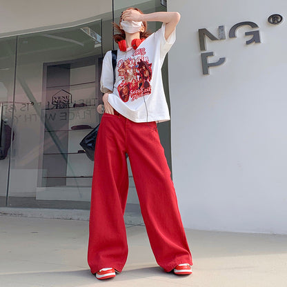 Vintage Jeans Women's Summer High Waist Loose Personality Wide Leg Trousers