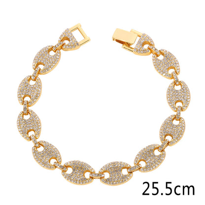 Women's Button Diamond Pig Nose Bracelet