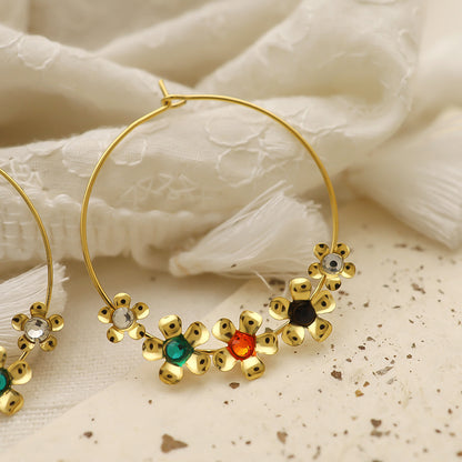 Fashion Vintage Small Flower Metal Women's Stainless Steel Earrings