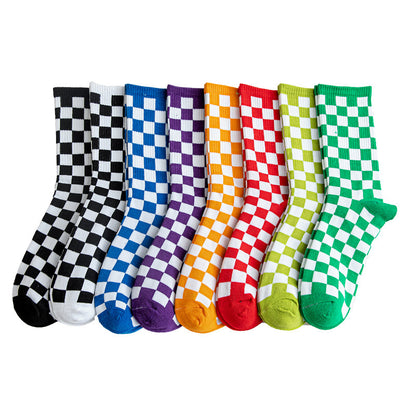 Women's Chessboard Fashion Tube Socks