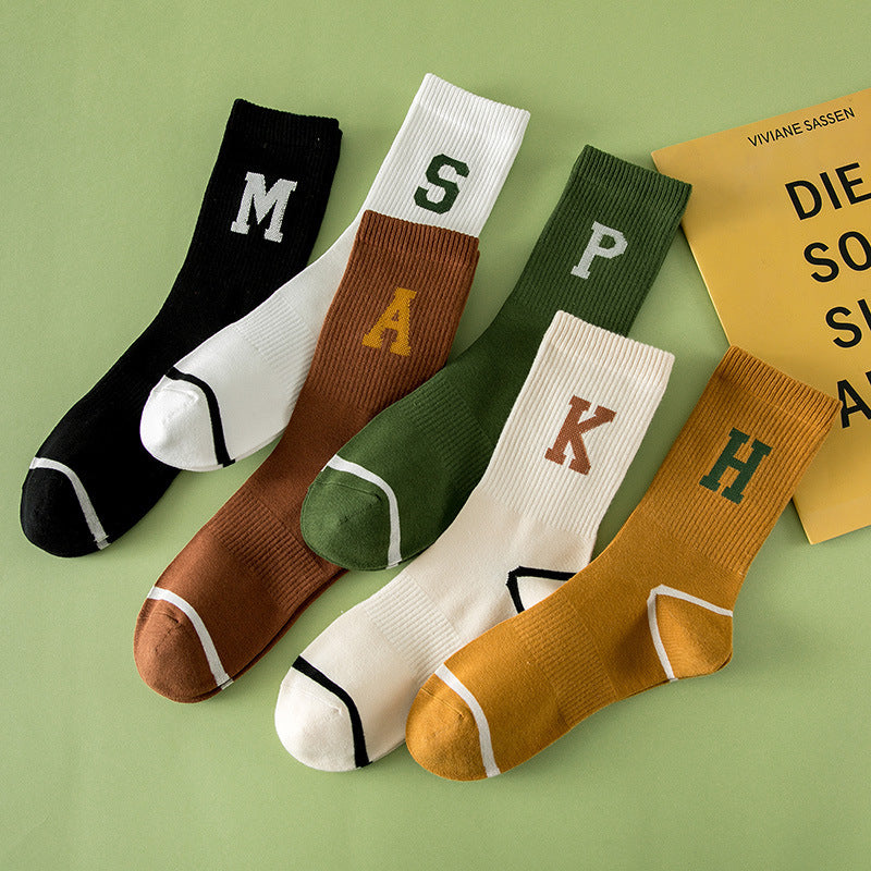 Women's Fashion All-match Outer Wear Letter Tube Socks