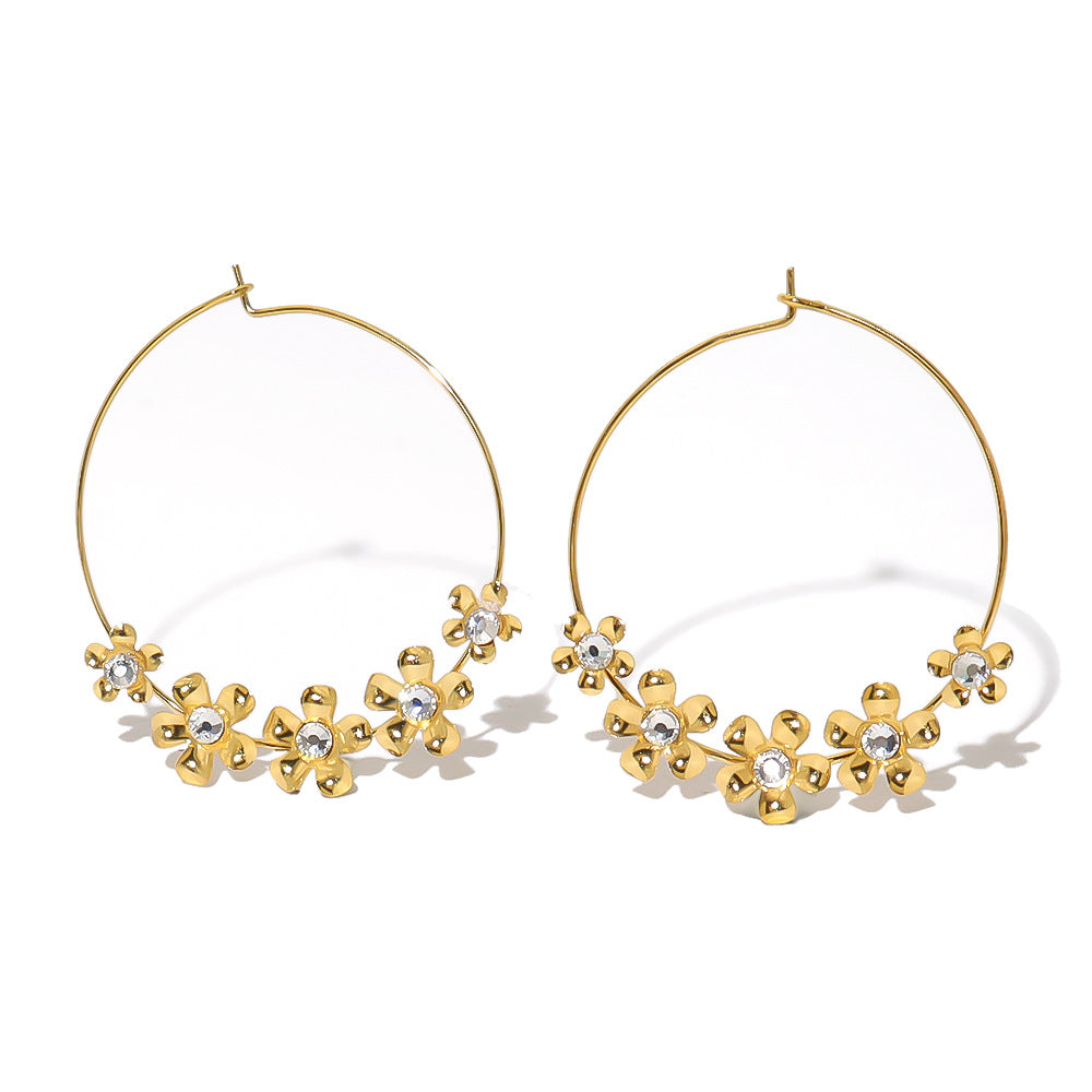 Fashion Vintage Small Flower Metal Women's Stainless Steel Earrings