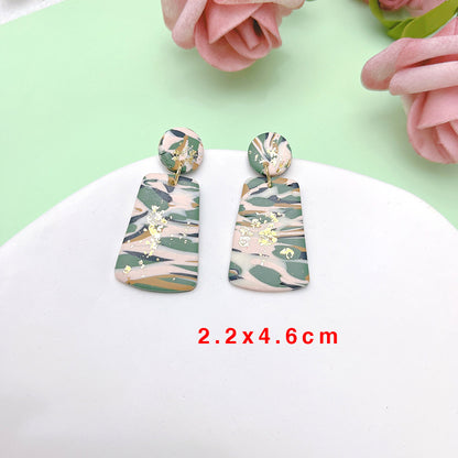 Camouflage Polymer Clay Earrings For Women