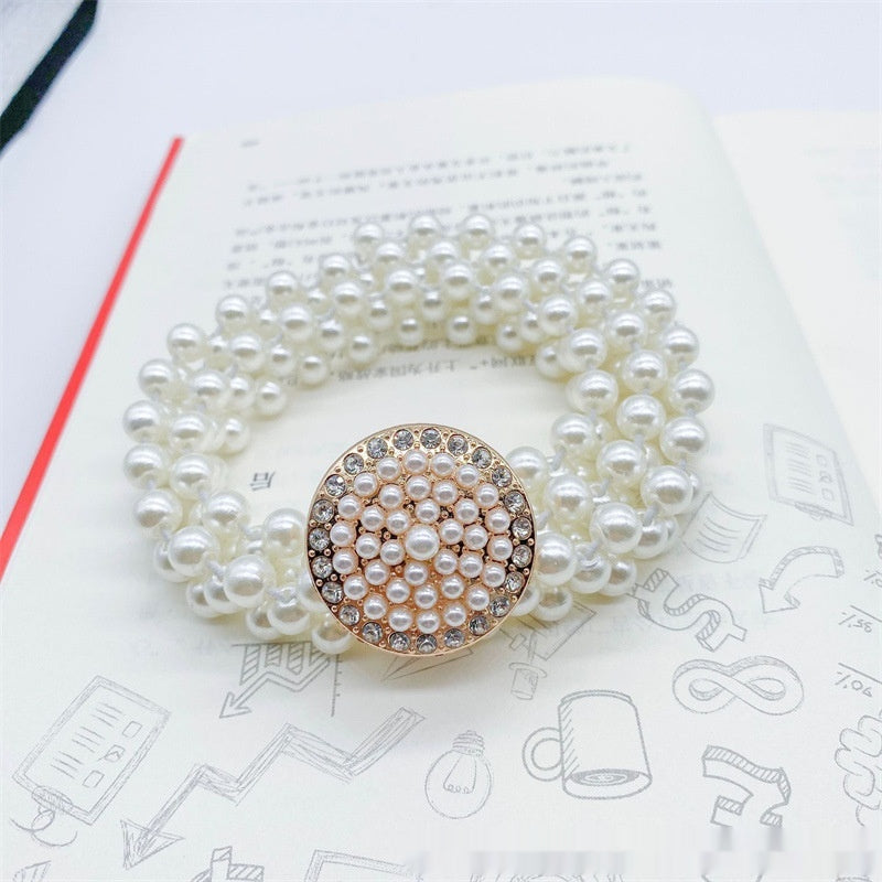 Fashion Jewelry Women's White Pearl Waist Chain Decoration