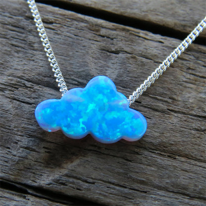 Women's Imitation Opal Resin Cloud Pendant Necklace