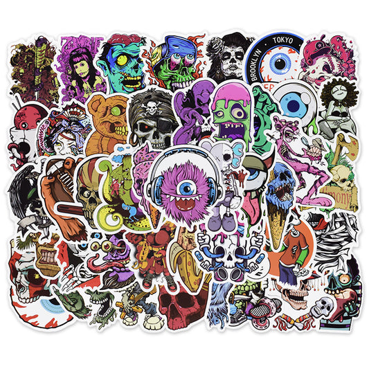 Trolley Case Stickers Do Not Repeat 50 Pieces A Horrible Creative Skull Waterproof Graffiti Cartoon Car Stickers