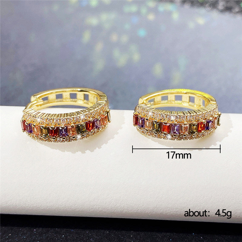 Fashionable Niche Colored Zircon Earrings For Women