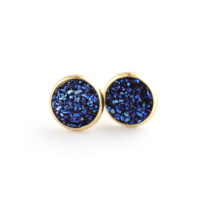 Starry Stainless Steel Water Plated Gold Stud Earrings