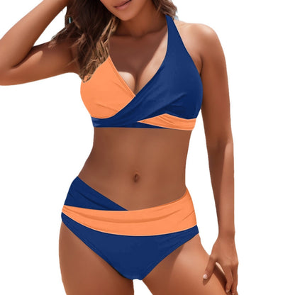 Split Stitching Multicolor Swimsuit