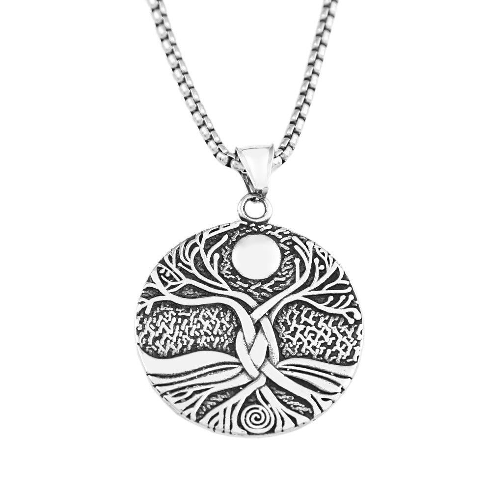 Lucky Tree Stainless Steel Viking Pendant Vintage Necklace