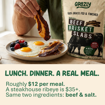 Grazly - Beef Brisket Slabs - 100% Grass-Fed & Finished - 2oz Bag