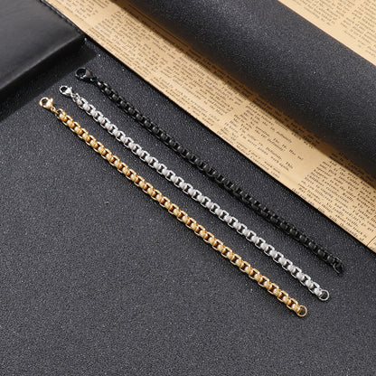 Trendy Simple Square Pearl Titanium Steel Bracelet Necklace For Men